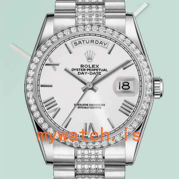 Rolex Day-Date 118346 36mm Men’s Silver-tone Diamond Bezel: A Timeless Masterpiece