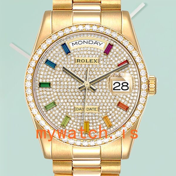 Rolex Day-Date Mens m128348rbr-0030 36mm Diamond Bezel: Genuine vs. Replica