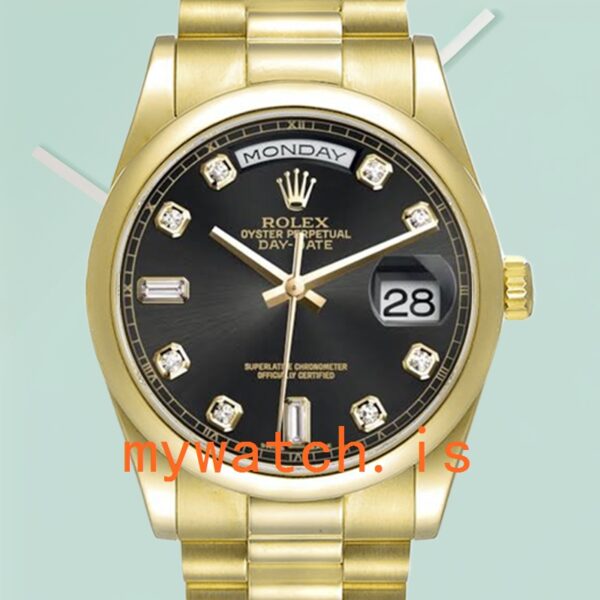 Rolex Day-Date 36mm 118208-83208 Mens Automatic Gold-tone: Genuine vs. Replica